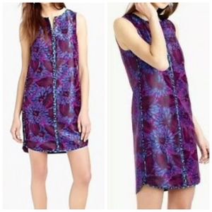 J. Crew Midnight Floral sleeveless tunic shift dress brocade purple blue 8